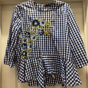 Gingham Blue & White ZARA Top